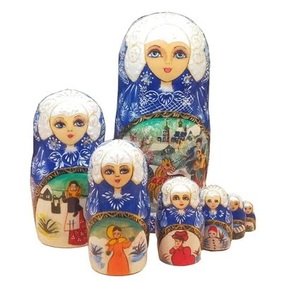 SLOFL Matryoshka 7pcs Nesting Dolls Handmade Traditional Matryoshka Doll Gifts for Christmas Birthday Gifts Matryoshka Creative Toys