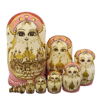 SLOFL Matryoshka Russian Nesting Dolls, Traditional Matryoshka10 Wooden Dolls, Hand Made in Russia Creative Toys