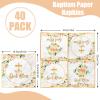 40pcs God Bless Baptism Napkin Disposable Floral Cross Paper Napkins Religious Christian Dinner Napkins for Baby Shower First Communion Confirmation Party Suplies view 2