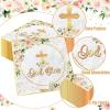 40pcs God Bless Baptism Napkin Disposable Floral Cross Paper Napkins Religious Christian Dinner Napkins for Baby Shower First Communion Confirmation Party Suplies view 3