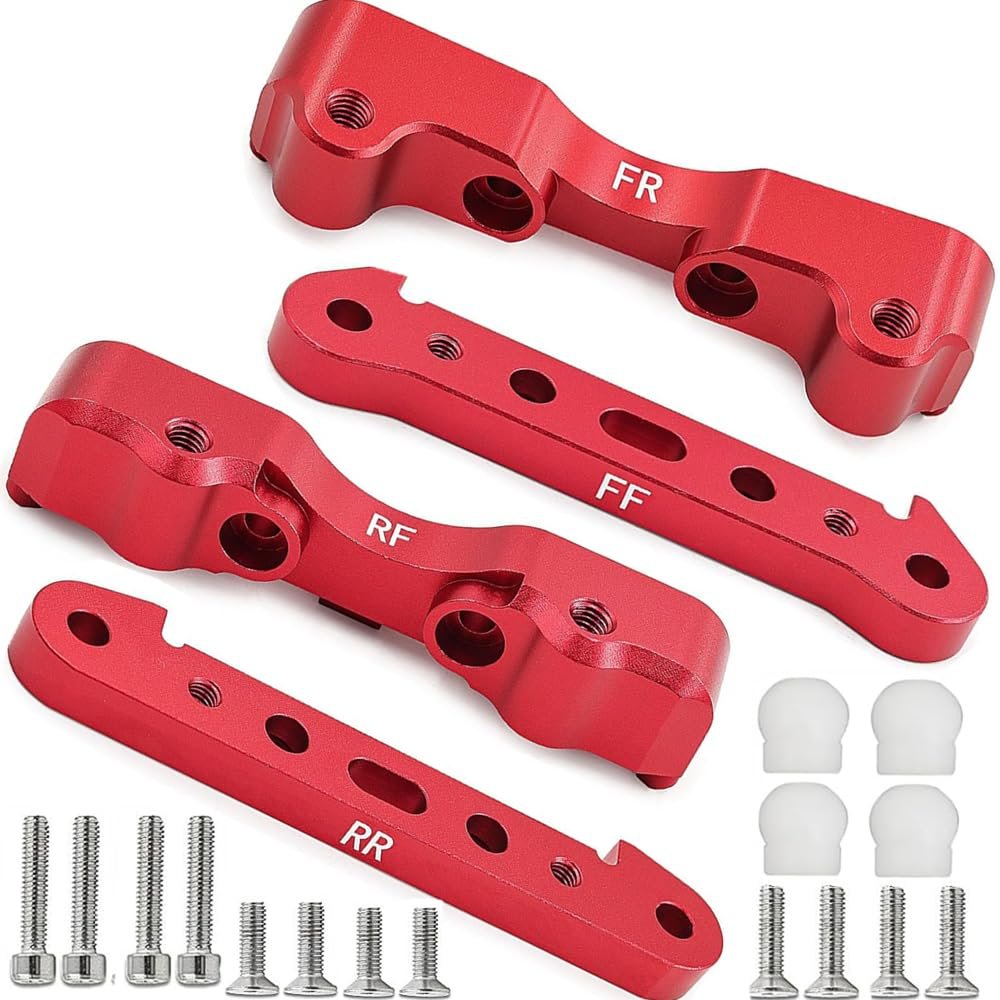 Aluminum Suspension Hanger Lower Arm Mount Upgrade for 1/5 ARRMA Kraton 8s Outcast 8s, Front Rear Lower Arm Mount Set Parts, Replacement of # ARA330555 ARA330557 ARA330556 ARA330594(Red)