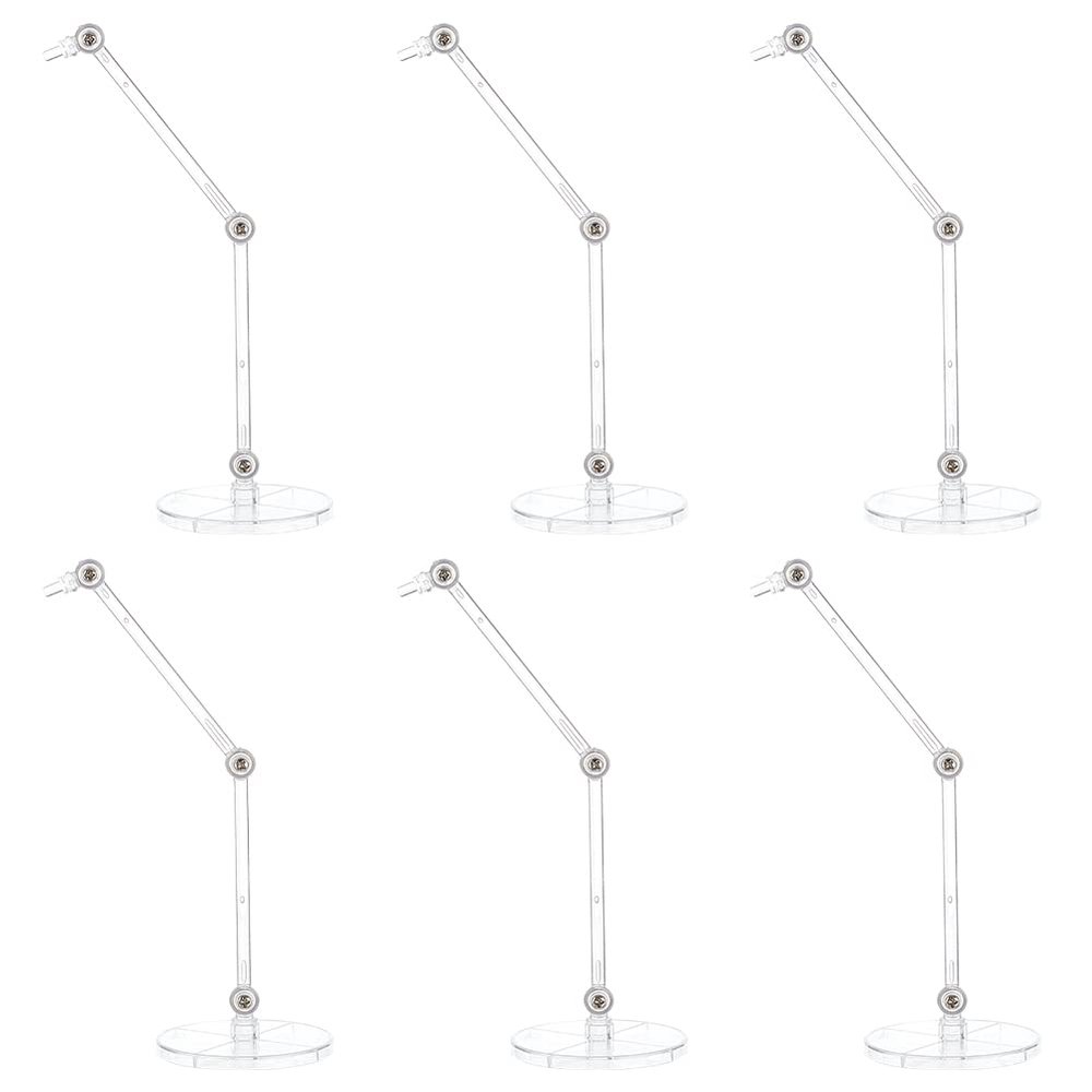 FINGERINSPIRE 6 Pcs Action Figure Stands Clear Doll Model Support Stand with 2 inch Round Base Assembly Action Figure Display Holder without Claw Durable Display Stand Compatible with Figures Models