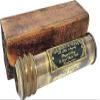 6" Kaleidoscope w/Leather case Vintage Handmade Antique Brass Collectible Gift view 1