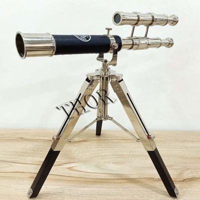 Nautical Desktop Tripod Spyglass 9" Telescope Marine Scope with Wooden Adjustable Tripod Stand Home & Office Decorative Gift for Christmas/Birthday