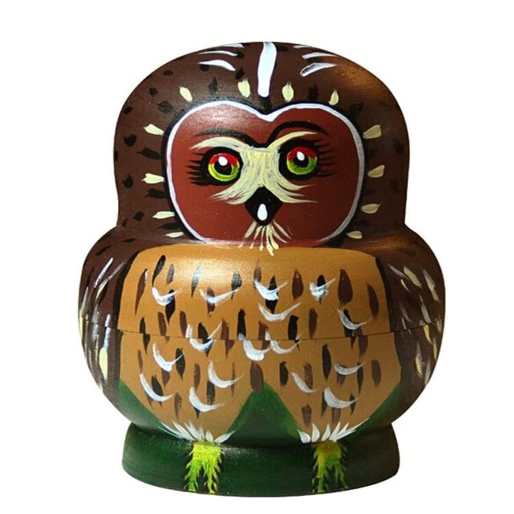 SLOFL Matryoshka Owls Russian Nesting Dolls 10 Layers Wooden Matryoshka Animal Stacking Doll Collection Home Decor Creative Toys