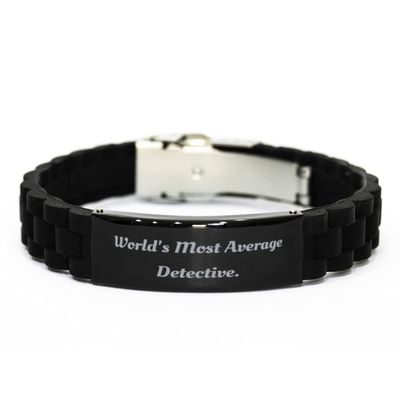 Gag Detective Gifts, World's Most Average Detective, Fancy Black Glidelock Clasp Bracelet for Friends from Team Leader, Detective Games, Detective Books, Detective Movies, Detective Toys, Detective
