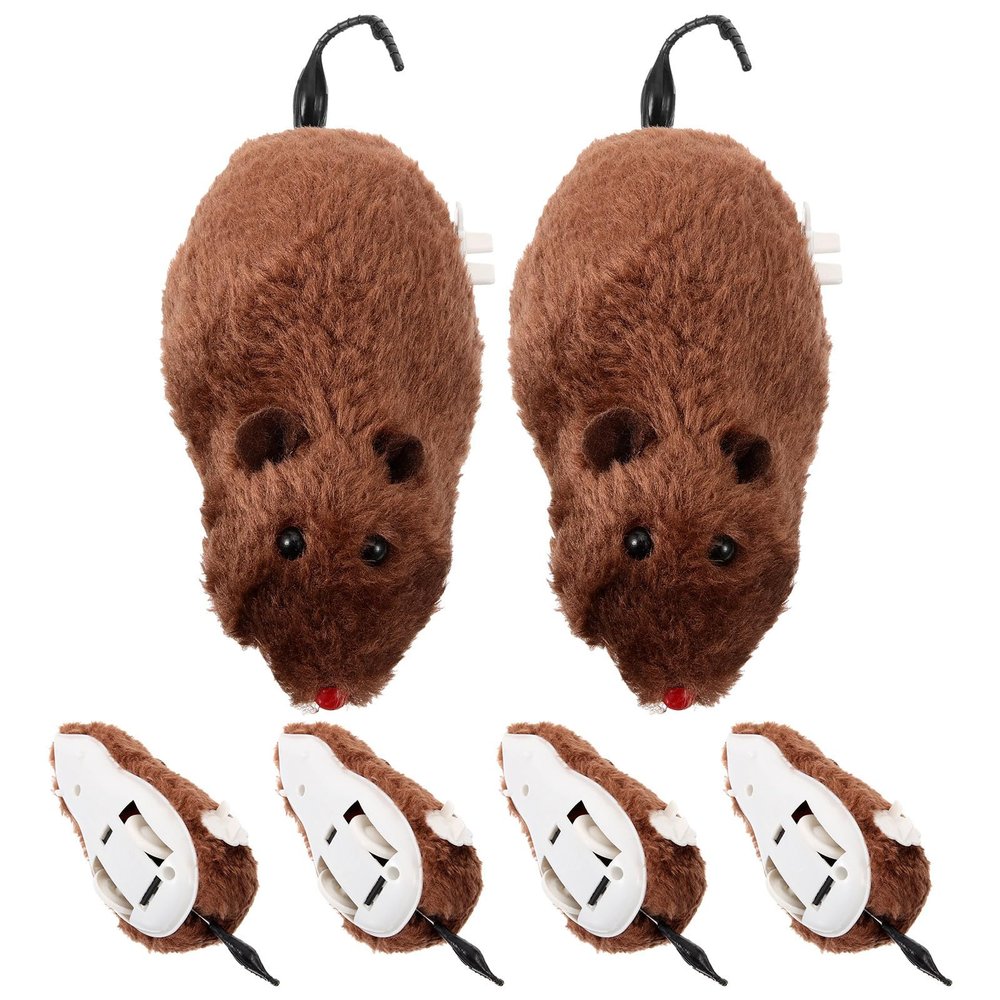 Alasum Wind-Up Rat Toys -Wind Up Racing Rat Stuffed Clockwork Toys Racing Mini Jumping Plush Realistic Looking Pet Realistic Plush Fluffy Animal Clockwork
