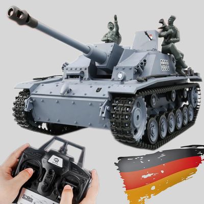 Ssccgym 3868 Large Remote Control Assault Tank F/8 No.3 TK7.0 Airsoft BB Shooting 1/16 Scale RC German Military Vehicle Truck Collection Model (Grey Standard RC Tank)