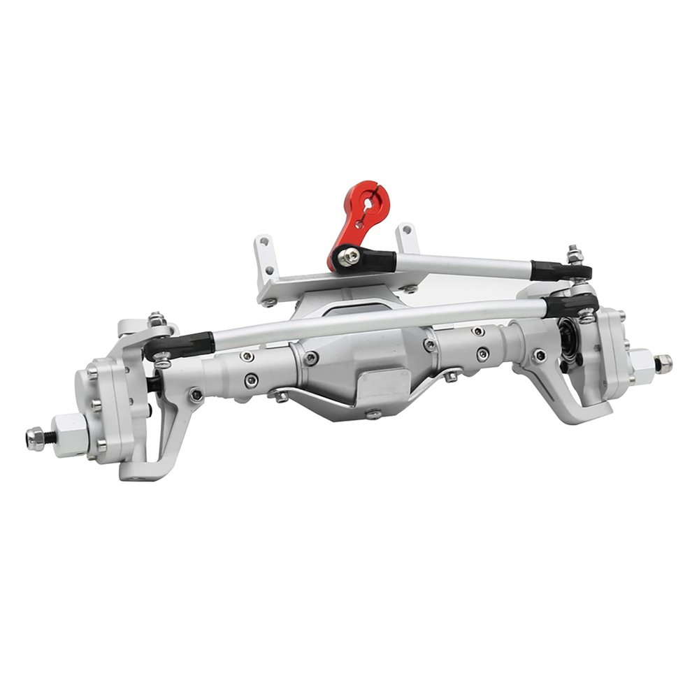 RXZIXYL Front and Rear Portal Axle CNC Aluminum Alloy Anodized for 1/10 RC Rock Crawler Axial SCX10 II Spiral Gear 90046 90047 D90 RC4WD (Silver Front Axle)