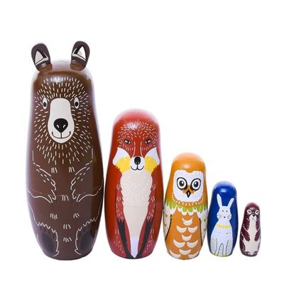 SLOFL Matryoshka Russian Nesting Dolls,Toddler Wooden Bear Owl Matryoshka Dolls,5 Traditional Matryoshka Creative Toys