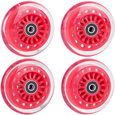 AOWESM Wiggle Car Polyurethane Replacement Wheels Upgrade Swing Car Wheels w/Bearings ABEC-9 for Ride-on Toys - Twist, Swivel, Go - 2 Convex Front Wheels, 2 Concave Rear Wheels (Red)