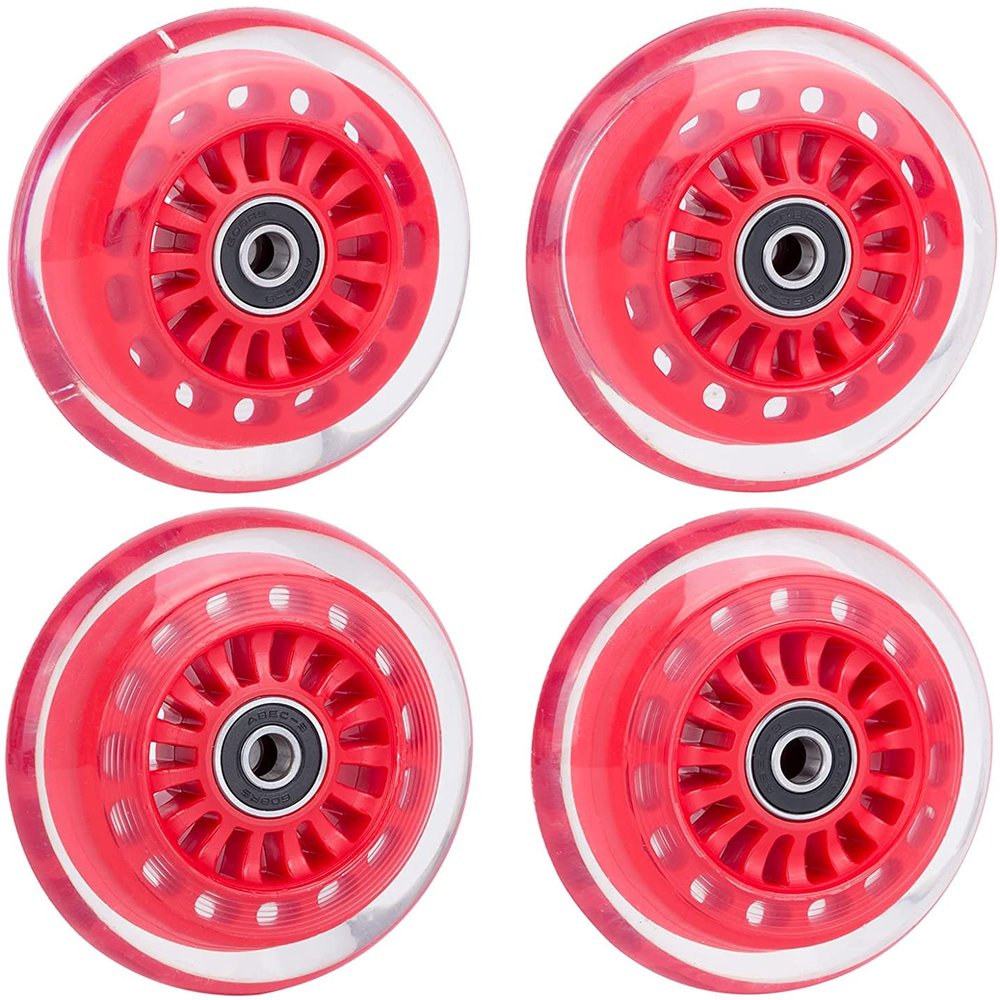AOWESM Wiggle Car Polyurethane Replacement Wheels Upgrade Swing Car Wheels w/Bearings ABEC-9 for Ride-on Toys - Twist, Swivel, Go - 2 Convex Front Wheels, 2 Concave Rear Wheels (Red)