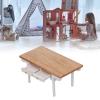 1: 12 Dollhouse Desk, Wooden Modern Miniature Table Mini Writing Desk Toy Furniture Decoration (Log Color and White) view 2