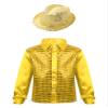 Aislor Kids Boys Girls Shiny Sequins Long Sleeve Shirt Jazz Latin Street Dance Top Disco Party Costume with Hat Set Gold 13-14 Years view 1