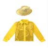 Aislor Kids Boys Girls Shiny Sequins Long Sleeve Shirt Jazz Latin Street Dance Top Disco Party Costume with Hat Set Gold 13-14 Years view 3