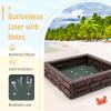 HONEY JOY Sandbox with Cover, 47 x 47 Inch Square Sand Pit for Backyard, Bottom Drainage Oxford Liner, HDPE Playful All Weather Resistant Sand Boxes for Kids Outdoor with Lid (Brown) view 4