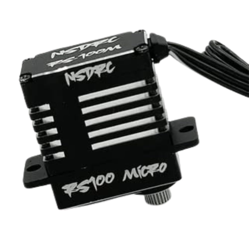 NSDRC RS100 High Torque Micro Servo for SCX24 Servo, TRX4M Servo - Premium Black CNC Aluminum, 5V - 8.4V - 1/24 & 1/18 Scale RC Cars Electronics, Water Resistant (RS100 - Micro SERVO)