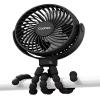 Coohea Stroller Fan Clip on for Baby, 4000mAh Rechargeable Battery Operated, Flexible Tripod, 3 Wind Speed, 360 Rotatable, Small Cooling Portable Fan for Car Seat Crib Golf Cart Bike Treadmill, Black view 1