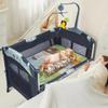 5-in-1 Baby Bassinet Bedside Crib, Pack and Play Long Next to Parents Bed Crib with Toys & Music Box, Mattress, Foldable Playard, Playpen Travel Bed Nursery Center for Girl Boy Infant Newborn view 1