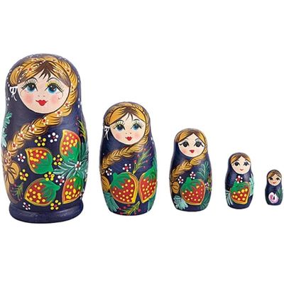 Matryoshka Matryoshka Set 5 Pcs Home Decor Classic Style Nesting Doll Hand Painted Russian Doll Wooden Birthday Gift Creative Toys
