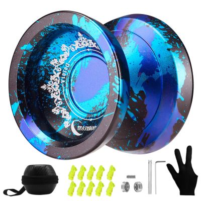 WATIEOBOO Responsive & Unresponsive Metal Trick Yoyo for Beginners & Adults, 10 Strings, Bearing Kit, Case & Gloves