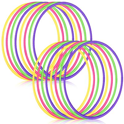 Sratte 12 Pcs Toy Hoop for Kid Detachable Adjustable Toy Hoop Colored Hoop Exercise Ring Plastic Circle for Kid Teen Gymnastics Dog Agility Equipment, Require Self Assembly(Simple Colors, 24 Inch)