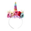 Nishine Girls Glitter Unicorn Horn Headband Camellia Pony Head Band Flower Hair Band Tiara for Party Birthday Gift (Rainbow) view 1