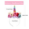 Nishine Girls Glitter Unicorn Horn Headband Camellia Pony Head Band Flower Hair Band Tiara for Party Birthday Gift (Rainbow) view 2