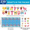 Qyeahkj 239Pcs Summer Beach Pool Party Birthday Decorations Pool Party Tableware Set Supplies Beach Ball Birthday Favors Hawaii Decor,Serve 25 view 3