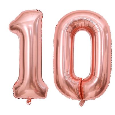 Lovoir 40 Inch Rose Gold Number Balloon 10 Large Size Jumbo Digit Mylar Foil Helium Rose Gold Balloons for 10th Birthday Party Celebration Decorations Graduations Anniversary Supplies