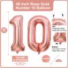 Lovoir 40 Inch Rose Gold Number Balloon 10 Large Size Jumbo Digit Mylar Foil Helium Rose Gold Balloons for 10th Birthday Party Celebration Decorations Graduations Anniversary Supplies view 2