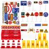 NUOBESTY 104Pcs Kids Traffic Road Signs Playset with Mini Roadblocks Cones Crosswalk Signals Educational Toy for Outdoor Play view 1
