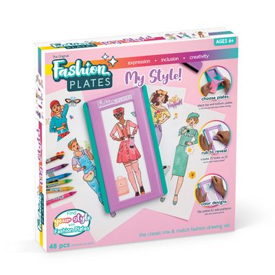 Fashion Plates My Style Girls Mix-and-Match Drawing Kit, Arts and Crafts, Coloring, Art Supplies, Craft Supplies, Stencils, Crayons Included, Create Your Own Designs, Ages 6+