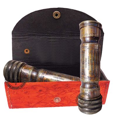 Antique Brass Optical Kaleidoscope Toys Handmade Working Brass Kaleidoscope Gift for Everyone 6 inch with Leather Box