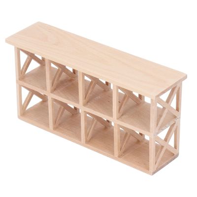 Dollhouse Storage Shelf,1/12 Dollhouse 8 Grid Display Shelf Miniature Wooden Storage Rack for Dollhouse Dining Room