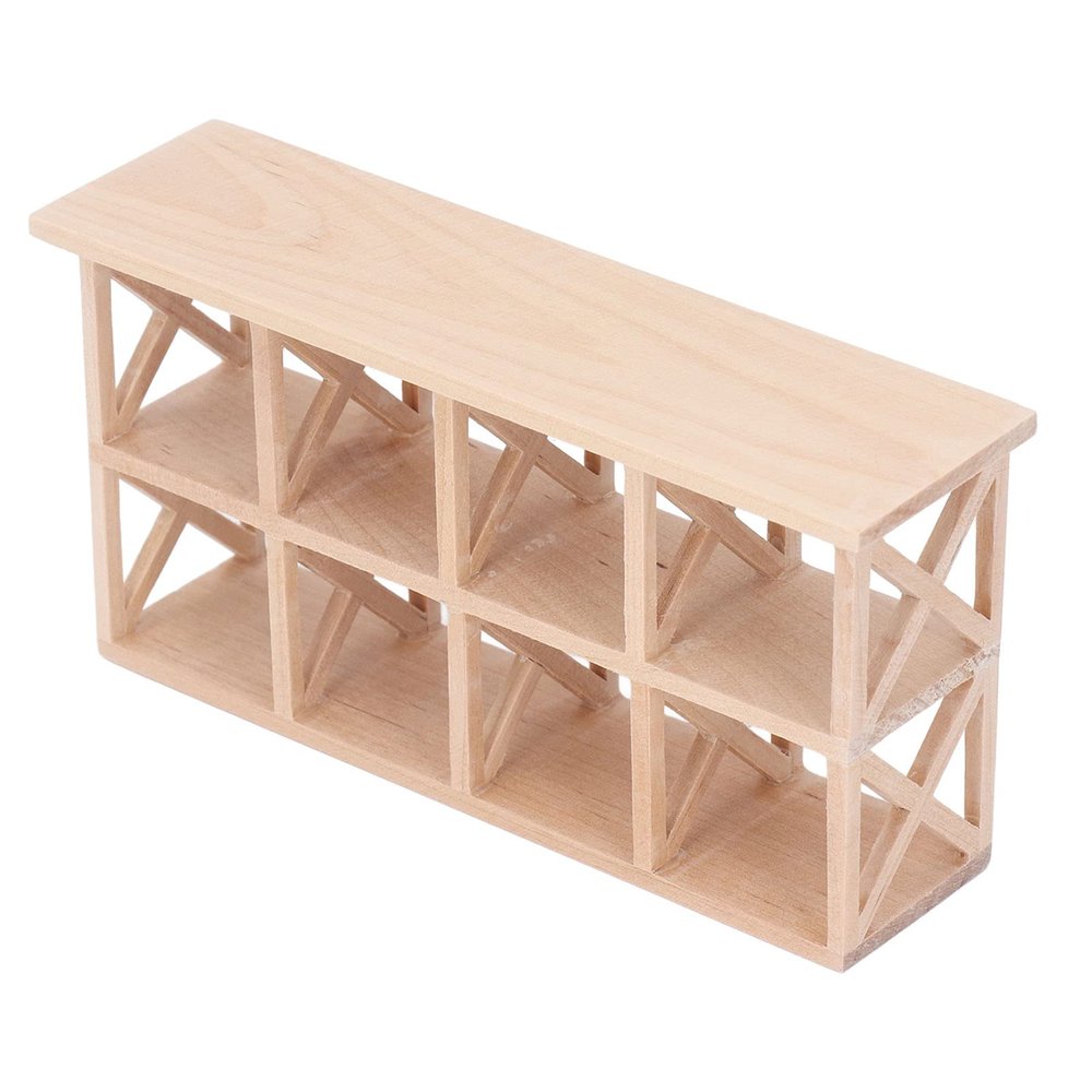 Dollhouse Storage Shelf,1/12 Dollhouse 8 Grid Display Shelf Miniature Wooden Storage Rack for Dollhouse Dining Room