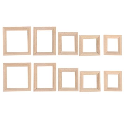 DECHOUS 10Pcs Wooden Miniature Picture Frames for Doll House, DIY Crafts 1 12 Scale Mini Dollhouse Accessories Tiny Dollhouse Frames Mini Picture Frames Decoration for Miniature Scene