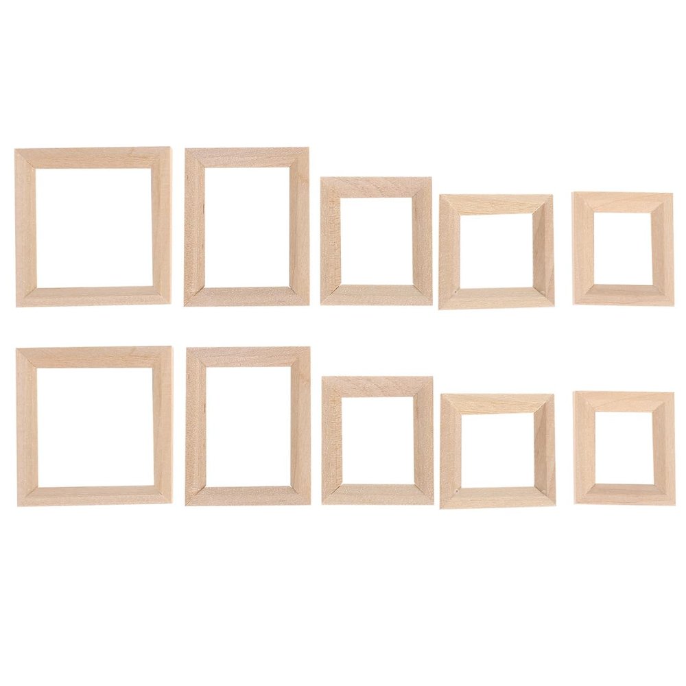 DECHOUS 10Pcs Wooden Miniature Picture Frames for Doll House, DIY Crafts 1 12 Scale Mini Dollhouse Accessories Tiny Dollhouse Frames Mini Picture Frames Decoration for Miniature Scene