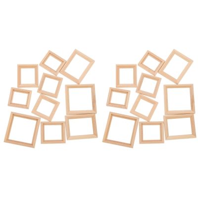 DECHOUS 20Pcs Miniature Dollhouse Wooden Picture Frames - Mini Dollhouse Wood Picture Frames Accessories Decoration for DIY Doll House Miniature Scene Crafts