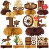 10Pcs My First Rodeo Birthday Party Supplies Western Cowboy Honeycomb Centerpieces Decorations for Baby Boys, Western Cowboy Theme One Year Old Birthday Table Centerpieces Party Supplies, Wild West view 1