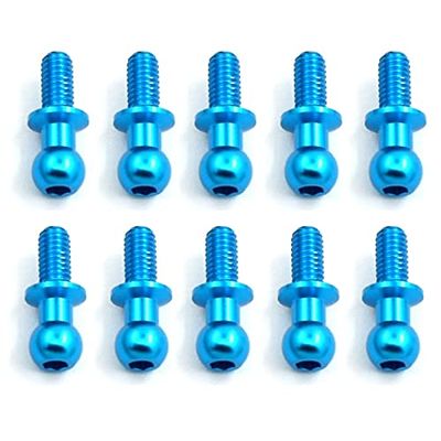 10Pcs M3 Metal Hex Ball Head Screws for Tamiya TT01 TT02 Sakura D5 1/10 RC Drift Car Spare Parts Universal (Color : Blue)