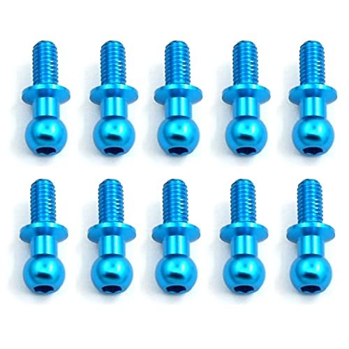 10Pcs M3 Metal Hex Ball Head Screws for Tamiya TT01 TT02 Sakura D5 1/10 RC Drift Car Spare Parts Universal (Color : Blue)