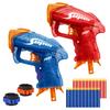 2 Pack Mini Blaster Guns Set for Nerf, Small Toys Pistol for Boys Easter Basket Stuffers for Kids Toddlers Age 3-5 5-7 8-12 Year Olds Birthday Gifts - 20 Refill Foam Darts 2 Wristbands view 1