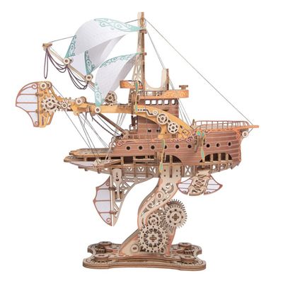 3D Puzzle Wooden Craft Kits for Adults, 3D Steampunk DIY Fantasy Travel Spaceship Wooden Puzzle Assembly Building Model Building Kits for Boys Girls Kids