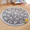3.2ft ABC Round Kids Playroom Rug Soft Alphabet Nursery Area Rug for Bedroom Non-Slip Educational Rug Baby Crawling Mat Circle Carpet for Kids Room Classroom Living Room Decor, Grey view 2
