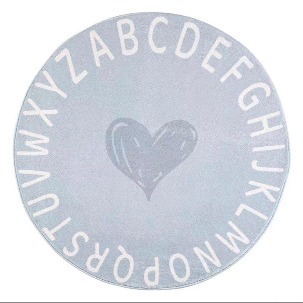 ABC Round Rug for Kids Soft Alphabet Area Rug for Playroom Non-Slip Kids Educational Learning Carpet Baby Crawling Mat Play Mat for Kids Room Classroom Living Room Decor (Blue, 3.2 Ft)