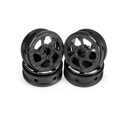 1.9 Beadlock Wheels, 4Pcs Carbon Fiber 1.9 Wheels, 1.41oz/Pcs Lightweight 1.9 Crawler Wheels for Axial SCX10 II SCX10 III Capra TF2 Element Enduro Redcat TRX4 Upgrades (B)
