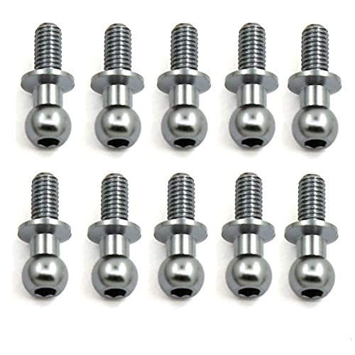 10Pcs M3 Metal Hex Ball Head Screws for Tamiya TT01 TT02 Sakura D5 1/10 RC Drift Car Spare Parts Universal (Color : Silver)