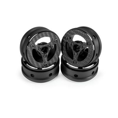 1.9 Beadlock Wheels, 4Pcs Carbon Fiber 1.9 Wheels, 1.41oz/Pcs Lightweight 1.9 Crawler Wheels for Axial SCX10 II SCX10 III Capra TF2 Element Enduro Redcat TRX4 Upgrades (C)