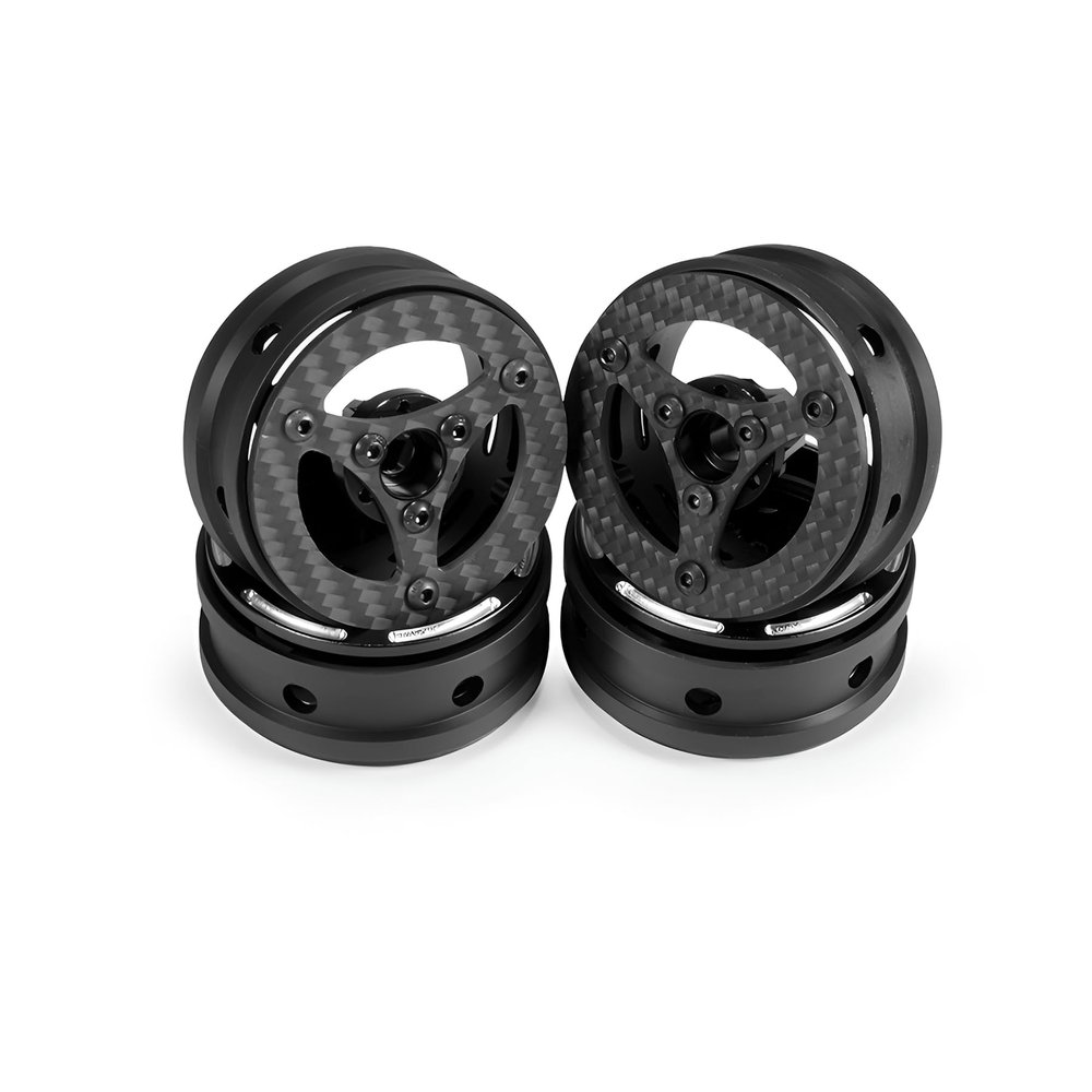 1.9 Beadlock Wheels, 4Pcs Carbon Fiber 1.9 Wheels, 1.41oz/Pcs Lightweight 1.9 Crawler Wheels for Axial SCX10 II SCX10 III Capra TF2 Element Enduro Redcat TRX4 Upgrades (C)